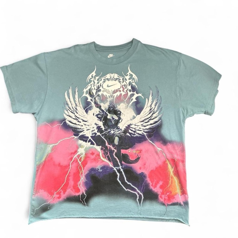 Nike Men's Graphic Tee - Teal and Multicolor